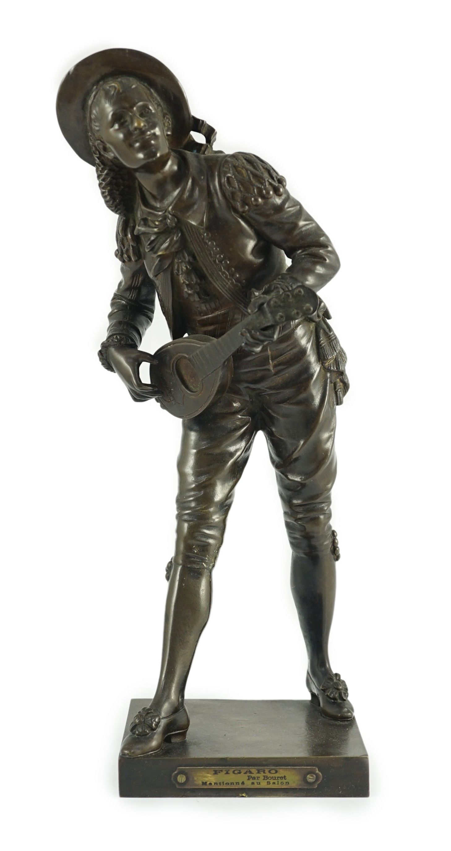 Eutrope Bouret (French, 1833-1906). A bronze figure of 'Figaro', 36cm high